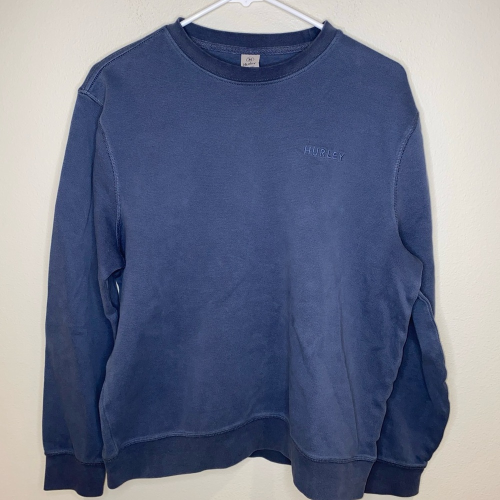 Hurley Men's Crewneck Sweatshirt Blue Size M Textured Fabric Surfer Beach Casual